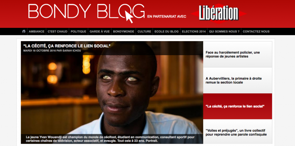 Capture d'écran du site du Bondy Blog. 